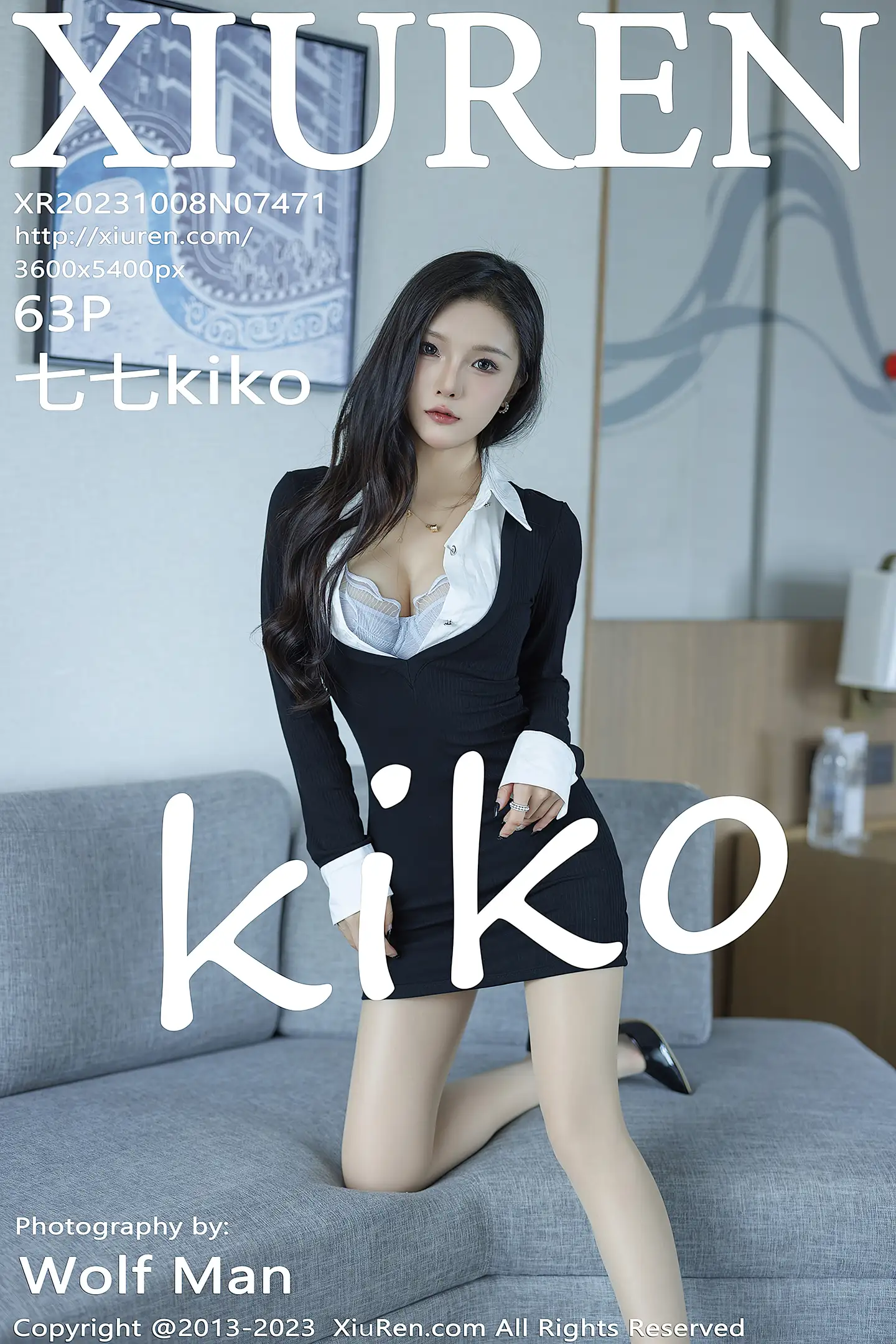 [XiuRen秀人网]No.7471_模特七七kiko黑色连衣短裙露淡蓝色内衣配超薄肉丝惹火诱惑写真63P-秀人网 - XiuRen.Space